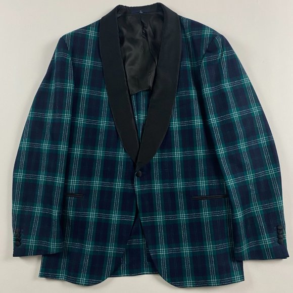 SUITSUPPLY Shawl Collar Plaid Tuxedo Suit Jacket Pants Mens 42 Blackwatch Tartan - Picture 2 of 16